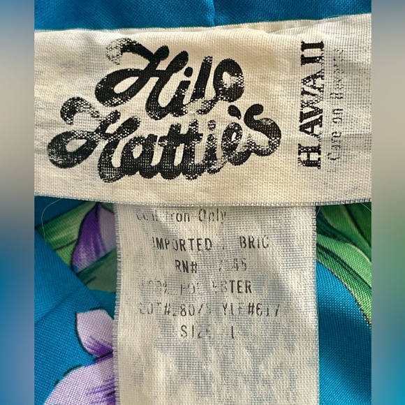 Vintage Hilo Hattie Muumuu Maxi Dress Hawaiian Round Neck Teal Pink Aloha XL EUC - Picture 6 of 10